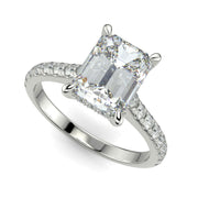 Madeline Emerald Cut Pave Hidden Halo 4 Prong Claw Set Engagement Ring Setting - Nivetta